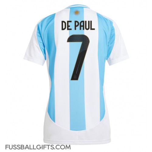 Argentinien Rodrigo De Paul #7 Fußballbekleidung Heimtrikot Damen Copa America 2024 Kurzarm